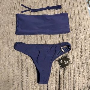 Zaful Purplish Blue Bandeau Bikini